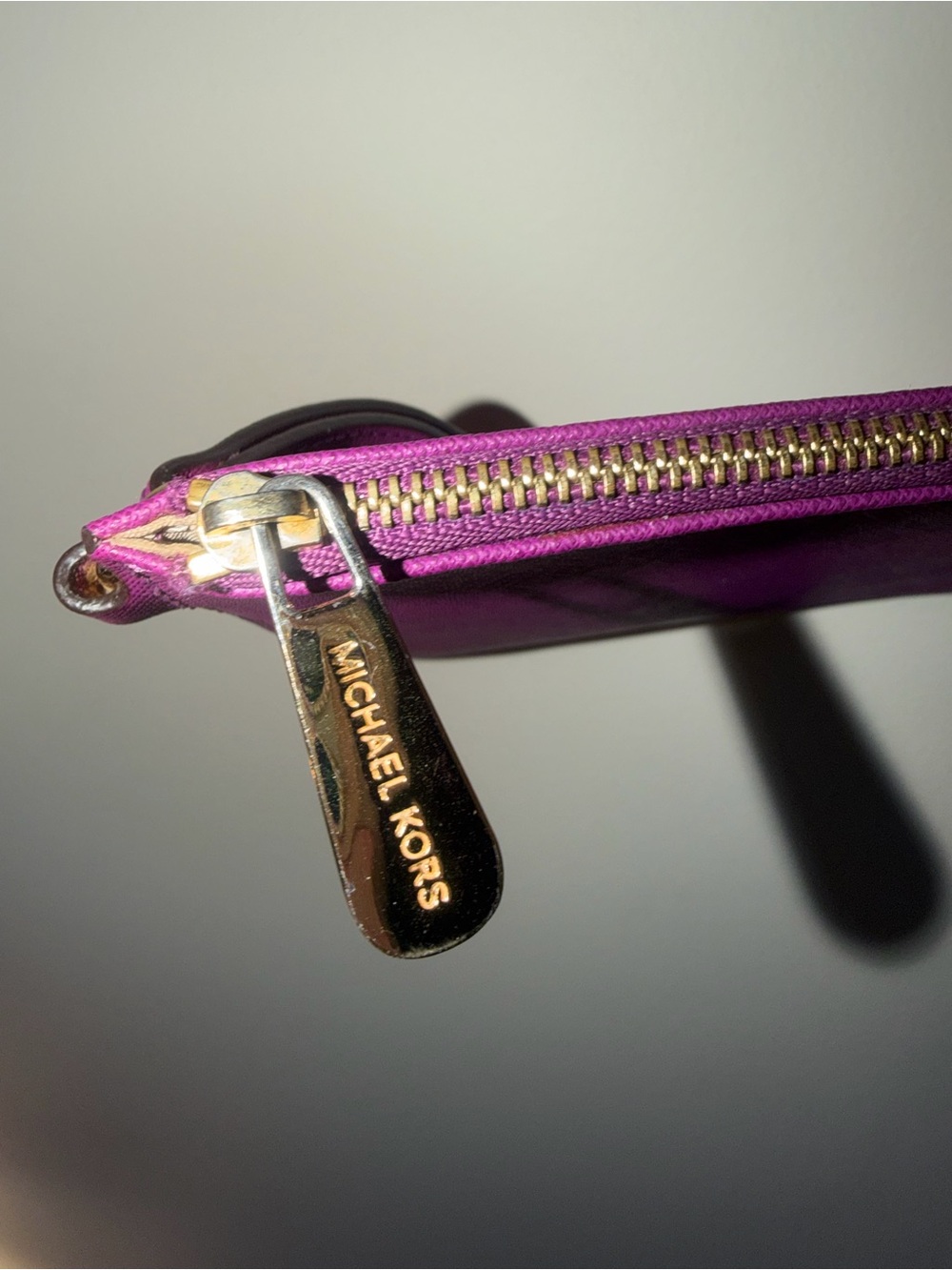 Michael Kors Purple Saffiano Leather Zip Pouch - Picture 3 of 5